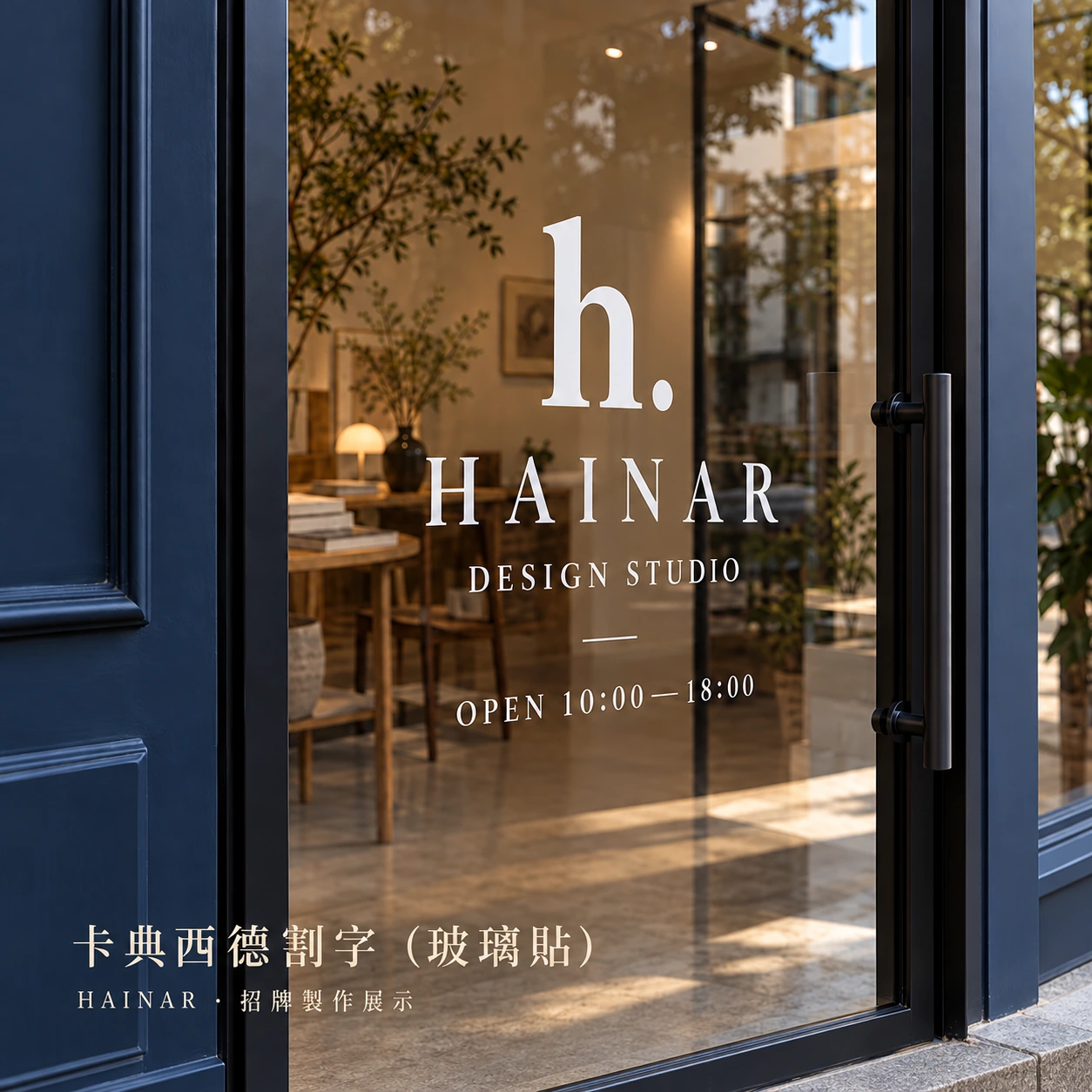 HAINAR 門面白色卡典西德割字玻璃貼展示